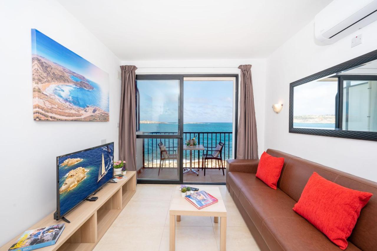 Islet Promenade Seafront 1 Bedroom Apartment With Sea View Balcony By Getawaysmalta St. Paul's Bay Exterior photo